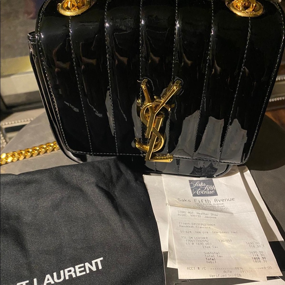 Patent Calfskin Matelasse Medium Vicky Chain Bag